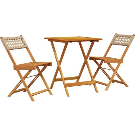 Maison Exclusive - 3-tlg. Bistro-Set Beige Poly Rattan und Massiv