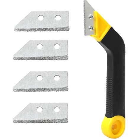Mortar Removal Tools, Tile Scraper, 1-Piece Grout Scraper Set, Angled Saw with 4 Replacement Blades for Bathroom Cleaning (1/5)