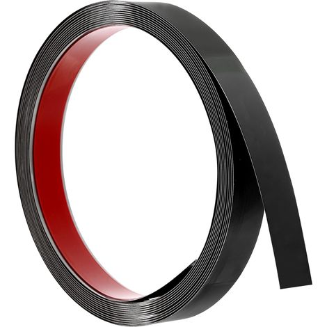 Moulures de Finition Murale, 16.4 Ft X 0.79 In Acier Inoxydable Décollable et Autocollant Bordure Métallisée Finition Miroir pour Décoration Diy Maison, Noir (1/4)