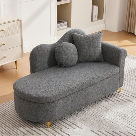 Chaise longue de rangement multifonction — Design moderne, dossier ondulé, coussin d'assise haute densité  inclut des coussins lombaires et cervicaux.