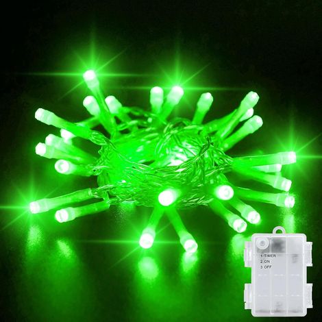 1 Guirlande lumineuse, 3m, 30 LED vertes, fil de cuivre, minuterie 6h, IP65, intérieur extérieur, Noël (1/5)