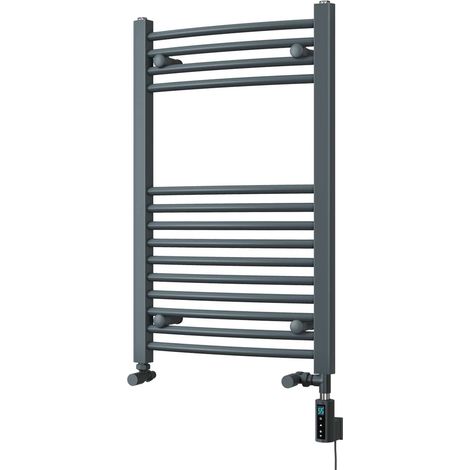 Zennor - Anthracite Dual Fuel Towel Rail H800mm x W500mm Thermostatic WIFI - Curved (1/3)