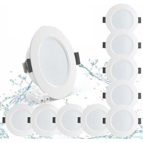 Enowelir Lot de 10 Spots LED Encastrables Extra Plats 5W IP44 Blanc Neutre 4000K 450lm pour Salle de Bain Cuisine Salon (1/4)