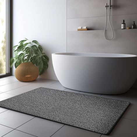 Tapis de douche en luffa, tapis antidérapant en PVC à motif spaghetti pour la zone humide de la douche,tapis ultra doux(90 x 60 cm) (1/5)