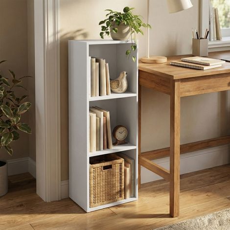Étagère avec 3 Niveaux, Bibliothèque, pour Bureau à Domicile, Chambre, Salon, Bureau, Blanc (1/5)