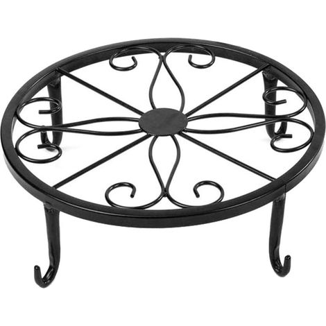 Support métal classique pour pots de fleurs, socle décoratif intérieur extérieur, support de jardin (1/5)