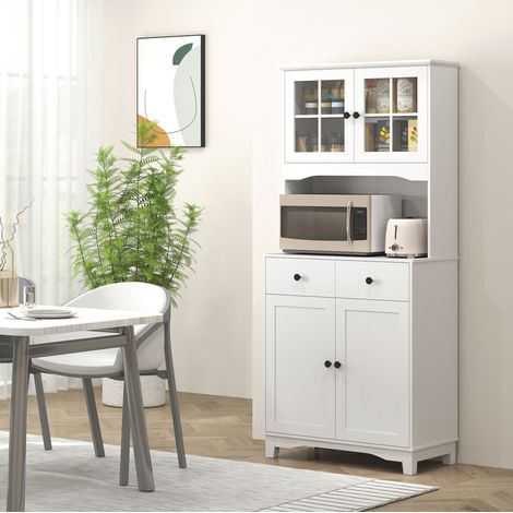 Armario de cocina 74,5x40x172 cm blanco en aglomerado con estantes ajustables y cajones (1/4)