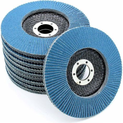 Lot de 10 Disques Abrasifs à Lamelles 125mm Poncage Acier Inox Bois Métal Grain 40/60/80/120 Disques de ponçage à compartiments pour Meuleuse (1/4)