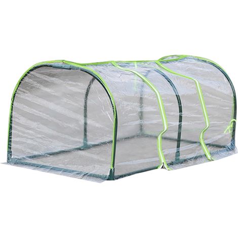 Cubierta de invernadero de película plástica impermeable y aislante, 120 x 60 x 48 cm, para plantas de jardín, con 2 cremalleras. (1/3)