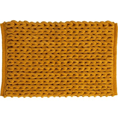 Tapis de bain tressé épais Jaune moutarde 50x75 cm