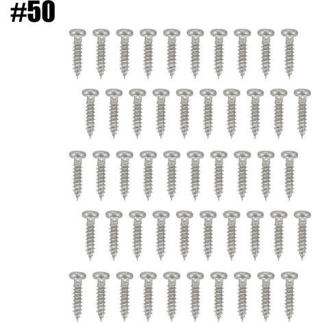50 vis chromées pour mécaniques de guitare, chevilles d'accordage, tête de tuning (argenté) (1/5)