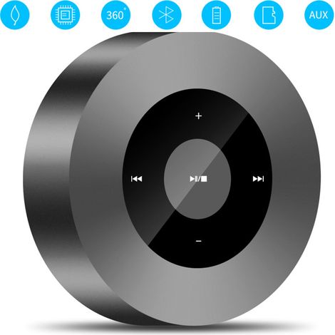 Enceinte Bluetooth tactile avec boîtier étanche, 8 h d'écoute, son cristallin HD plus puissant, mini enceinte Bluetooth portable haut de gamme pour iPhone, iPad et tablette, idéale pour la douche.