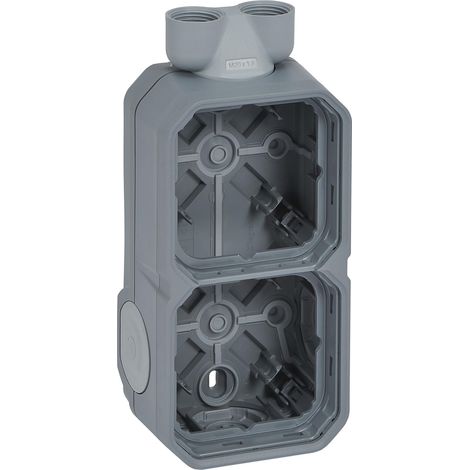 LEGRAND, PLEXO NEW 069688L BOÎTIER DE MONTAGE EN SAILLIE POUR PIÈCES HUMIDES, 2 MEMBRANES, 2 PORTS ISO 20, ACCÈS CÂBLE HORIZONTA