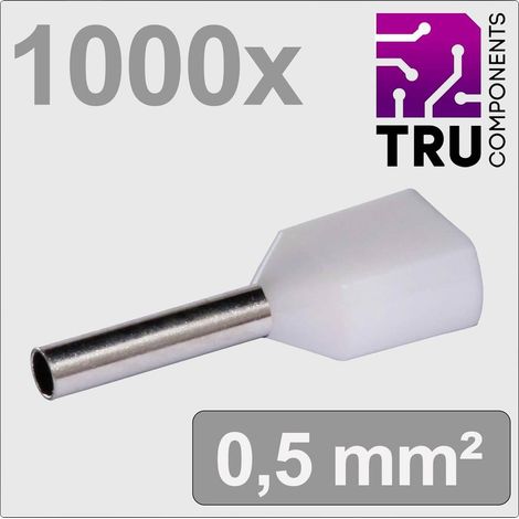 TRU COMPONENTS TC-13377224 Capocorda doppio 0.5 mm² Parzialmente isolato Bianco 1000 pz.