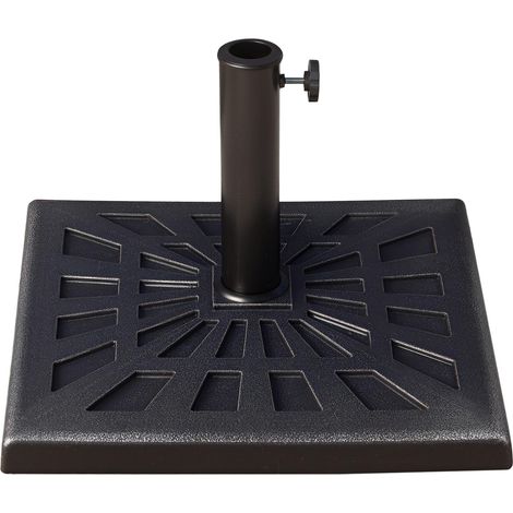 Pied de parasol en résene, poids 15 kg, pour mâts de parasol de Ø 3,8 cm et Ø 4,8 cm, pour terrasse, 47 x 47 x 32 cm, bronze (1/5)