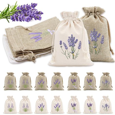 16 Pièces Sachet Lavande Vide, 10×15cm Poche Vide Parfumée avec Cordon pour À Remplir avec Lavande Épices Herbes (1/5)