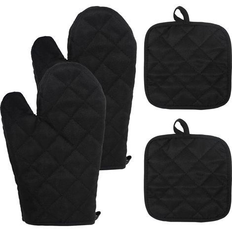 Gant de Cuisine Maniques Cuisine Lot de 4 Gant Four Anti Chaleur Gant Anti Chaleur Gants Four pour la Cuisine la Pâtisserie Le Gril (1/5)