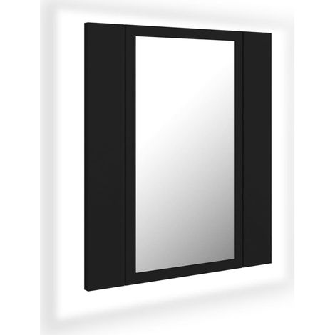 INLIFE Armoire de salle de bain à miroir à LED Noir 40x12x45 cm (1/3)