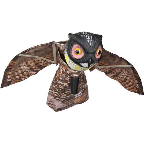 Uhu Prowler mit beweglichen Flügeln im Gartenscarecrow, Raubtier-Attrappe, Schädling