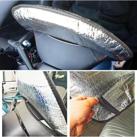 Protection Solaire Volant Housse, Pare-Volant, Voiture Pare-Soleil pour Volant, 40x40cm Universelle Couverture D'isolation Volant-été pour la Plupart des Voitures, SUV (1/5)