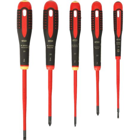 Bahco Ergo Werkstatt Schraubendreher-Set 5teilig Schlitz, Kreuzschlitz Phillips (1/4)