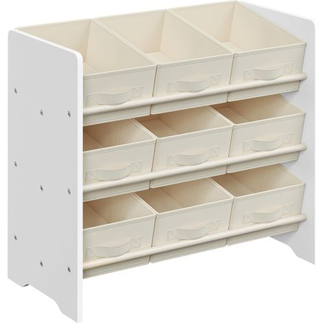 Estantería de juguetes infantil estantería de libros infantiles 9 cajas de almacenamiento de tela no tejida para habitación infantil espaciosa 295 x 625 x 60 cm blanco 120005554 (1/2)
