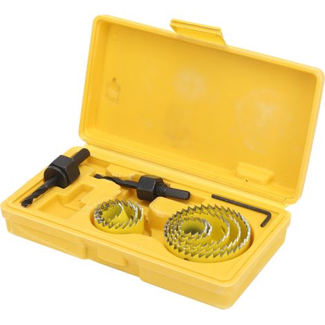 Kit de perçage de 11 scies cloches pour le travail du bois, outils de menuiserie, diamètre 19 mm à 64 mm, jaune