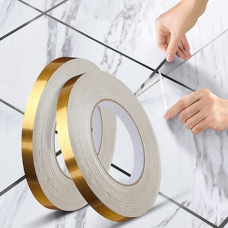 Nastro adesivo decorativo per piastrelle, nastro adesivo impermeabile, per pavimenti, pareti, soffitti, porte e finestre, decorazioni per la casa (2 (1 cm 50 m), oro) (1/5)