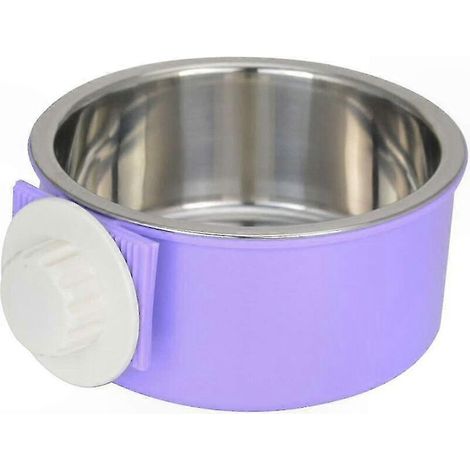 Edelstahl-Futternäpfe für Kleintiere, 2-in-1-Hängedesign, Käfigbefestigung, Zubehör für Hunde, Katzen, Kaninchen und Vögel (Lila) (1/5)