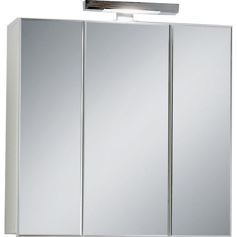Miroir de Salle de Bains avec Éclairage Halogène Panneaux Mélaminiques Blanc 70 x 69 x 19 cm (1/3)