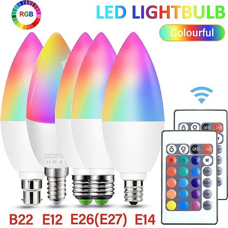Neue smarte RGB-LED-Lampe mit Farbwechsel und Fernbedienung, E12/E14/E26/E27/B22, für den Innenbereich - hy (1/5)