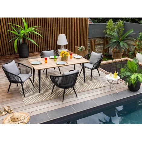 Table de jardin rectangulaire en bois teck Comores - 4 places - Jardiline (1/4)