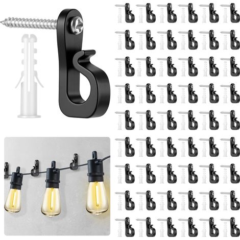 Crochets à Visser Q-Hanger, 55 Pièces Anti-Rouille avec Clip de Sécurité, Suspension pour Décoration Noël, Jardin & Maison (Guirlande, Plante, Clé) (1/5)