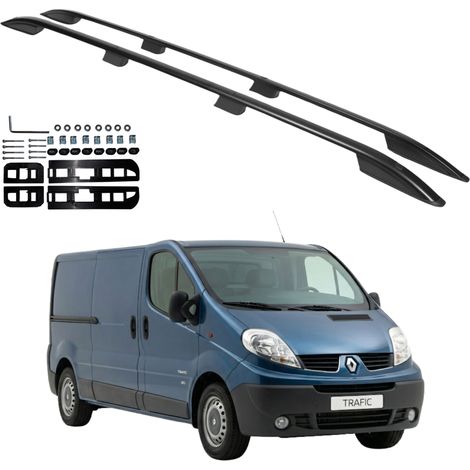 Barre portatutto per tetto Renault Trafic / Opel Vivaro 2001-2014 L2 in alluminio nero (1/5)