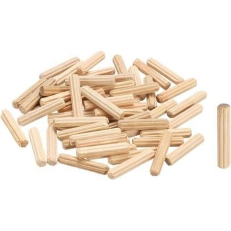 Pair Lot de 100 chevilles droites cannelées en bois - 4 mm x 20 mm - Pour travaux manuels, meubles, bricolage (1/5)