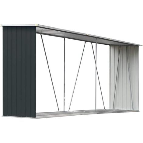 vidaXL Casetilla leña acero galvanizado gris antracita 330x84x152 cm (1/2)