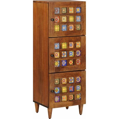Aparador alto Nogal 40 x 33 x 110 cm Madera de mango maciza vidaXL