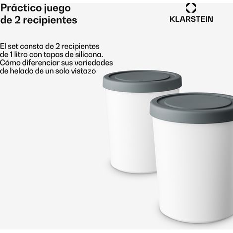 Klarstein Set de recipiente para helado  1 litro  plástico  apto para lavavajillas