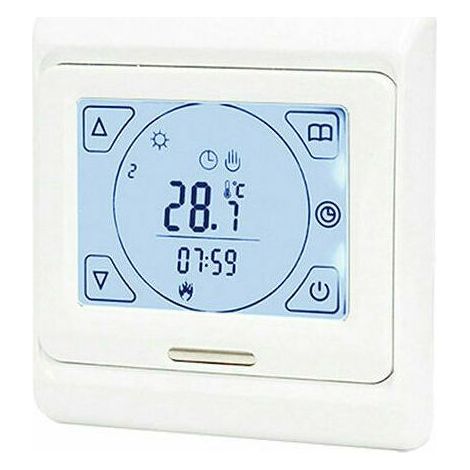Termostato programable de 16 A para calefacción eléctrica por suelo radiante con sonda, termostato digital de ambiente para calefacción por suelo radiante, regulador con pantalla táctil LCD. (1/5)