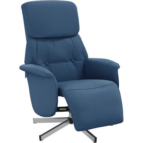 Fauteuil inclinable - Fauteuil Relax avec repose-pieds bleu tissu fr17063 (1/5)