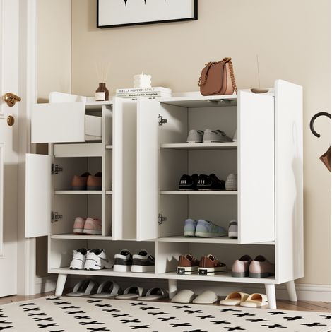 Sideboard Schuhschrank mit verstellbarem Regal 120x35 Weiß OKMYHOME (1/5)