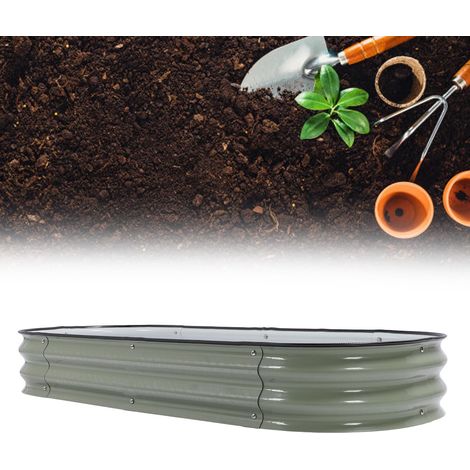 Juego de bancales elevados, bandejas de plantación, autoensamblaje, diseño de hojas verdes, acero galvanizado con sistema seguro y resistente a la corrosión y engranajes. (1/5)