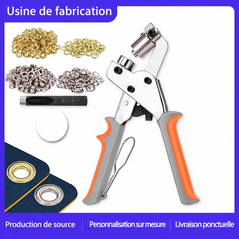 Pince à œillets 10 mm orange et gris avec 20 ensembles d'œillets dorés 10mm 20 doré 4 25 × 10 × 4 cm 530 g – Livraison gratuite (1/5)