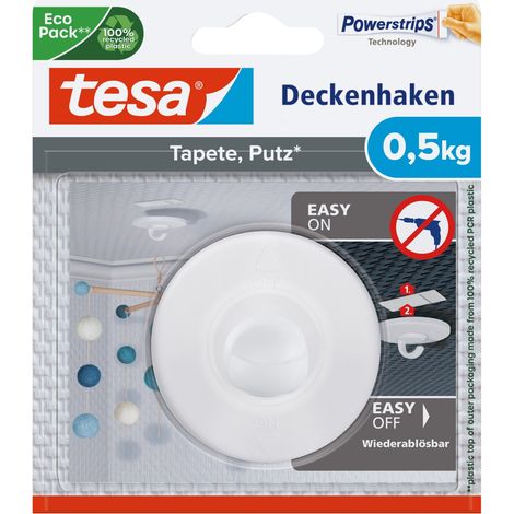 Tesa Selbstklebender Deckenhaken Weiß 0,5 kg (1/5)