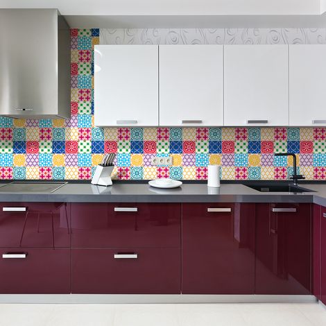 Sticker Mural Carrelage adhésif Cuisine Salle de Bain - 30 STICKERS CARRELAGES AZULEJOS CONSUELLA - 30stickers10x10cm (1/5)