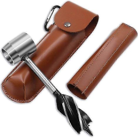 Étui de protection pour clé à tarière, perceuse à main de survie en extérieur, équipement de survie pour sports, loisirs créatifs en pleine nature, camping, bushcraft, travail du bois - marron (1/5)