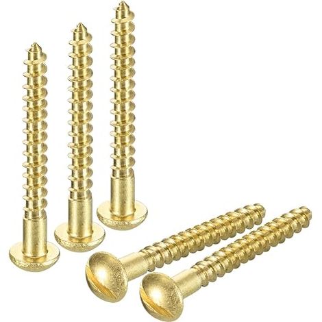QUARKZMAN Brass Wood Screws M5 x 40mm Slotted Round Head (1/5)
