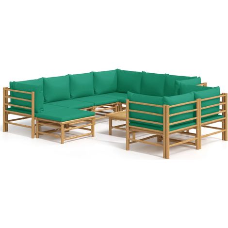 Maison Exclusive - Set Salotto da Giardino 10pz con Cuscini Verdi Bambù