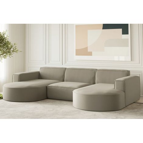 Wohnlandschaft U-Form Sofa PALMA in Stoff Opera Velvet Pearl