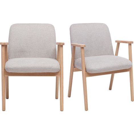 Stühle aus Stoff mit Textur-Effekt Samt Beige und hellem Holz (Set mit 2) KITTY